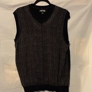 Apt. 9 Men's Charcoal Herringbone Cotton V-Neck Sweater Vest